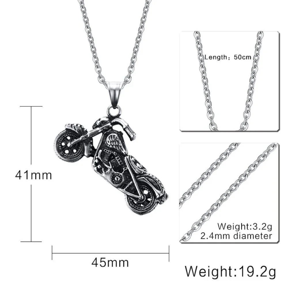 ❤️Simple Fashion bike antique silver charms pendant necklace for menN90201P226